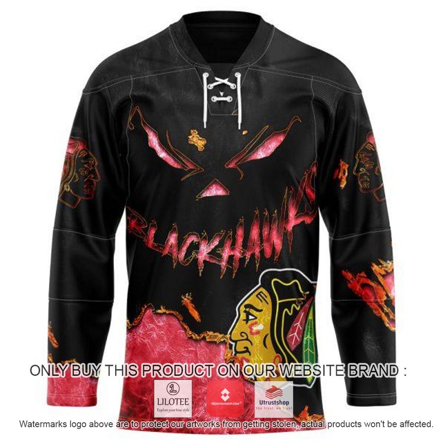 personalized nhl chicago blackhawks demon face hockey jersey 1 51357