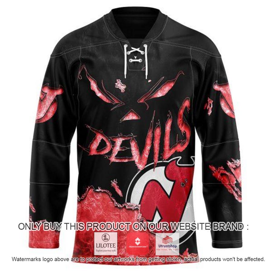 personalized nhl new hockey jersey devils demon face hockey jersey 1 36339