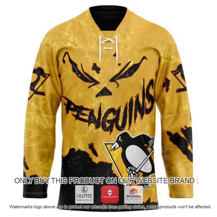 personalized nhl pittsburgh penguins demon face hockey jersey 1 42559