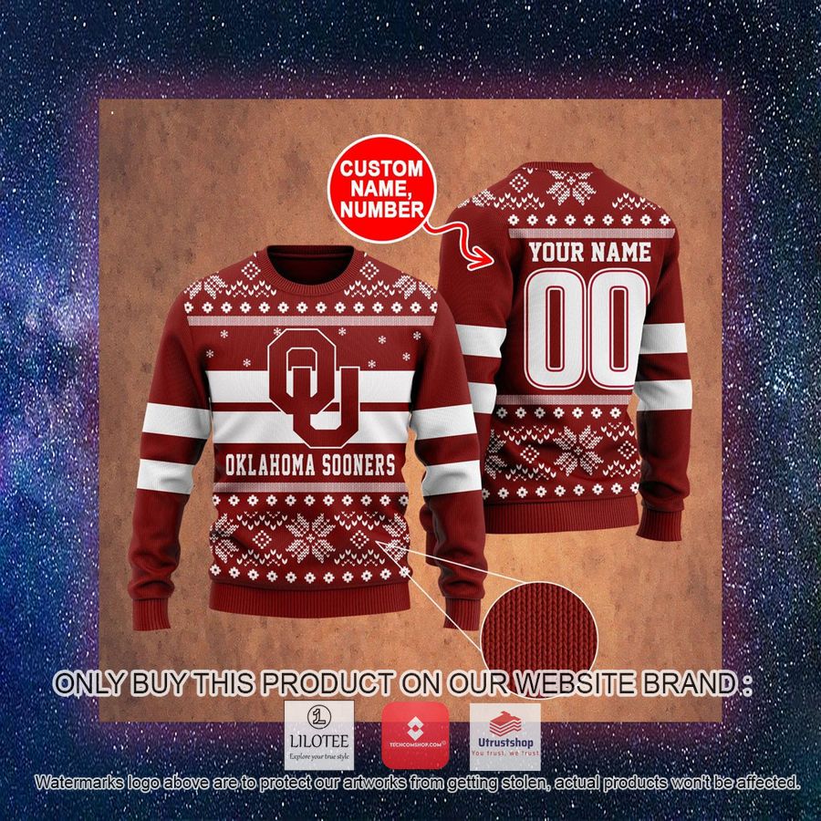 personalized oklahoma sooners ugly christmas sweater 3 62599