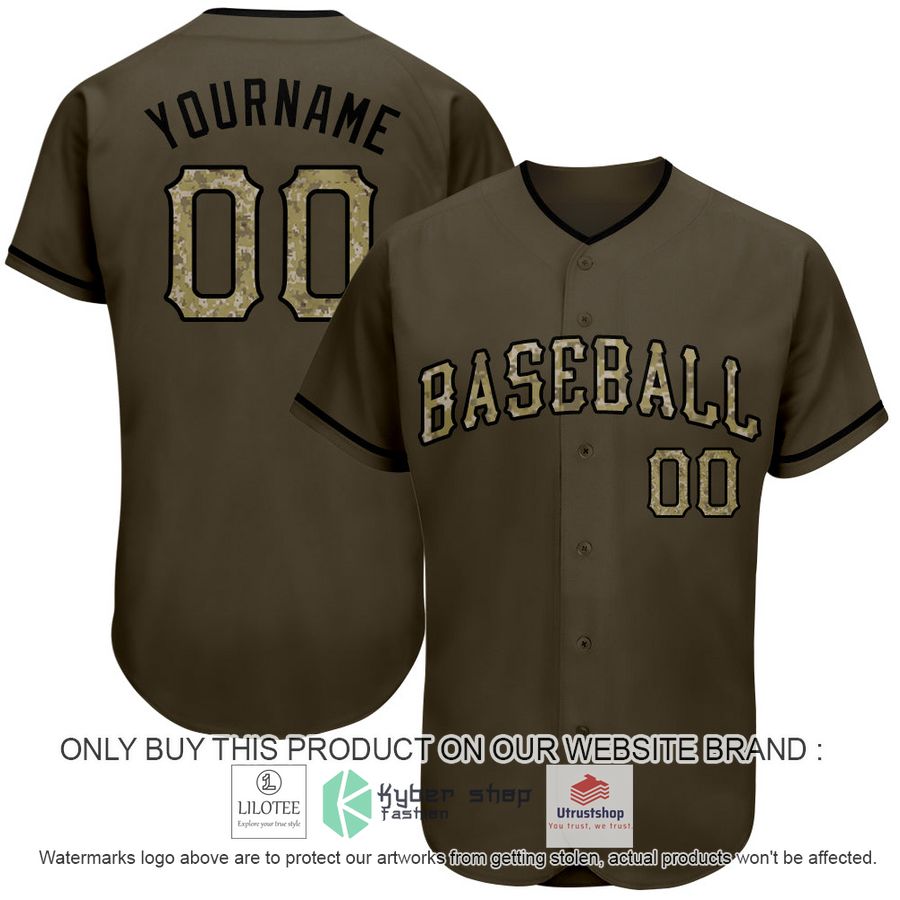 personalized olive black camo salute to service baseball jersey 1 7299
