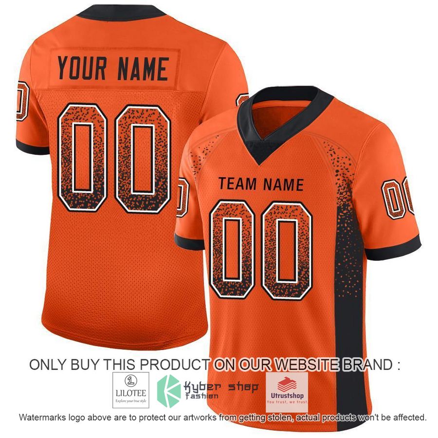 personalized orange black white mesh drift football jersey 1 9976