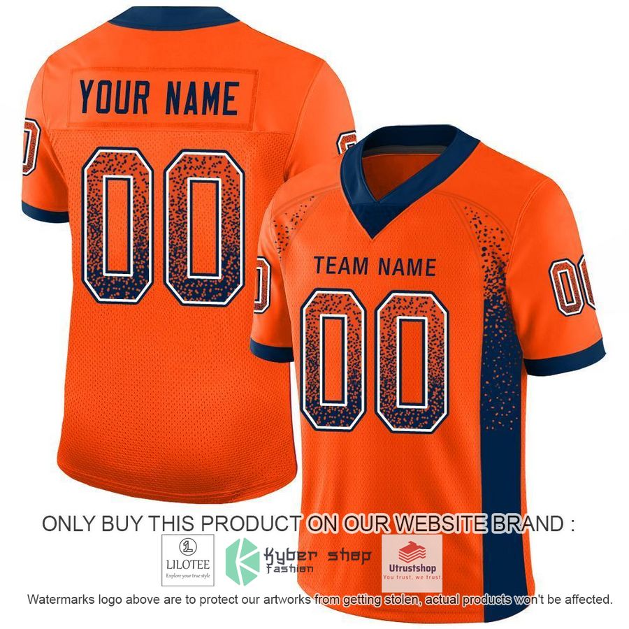 personalized orange navy white mesh drift football jersey 1 68506