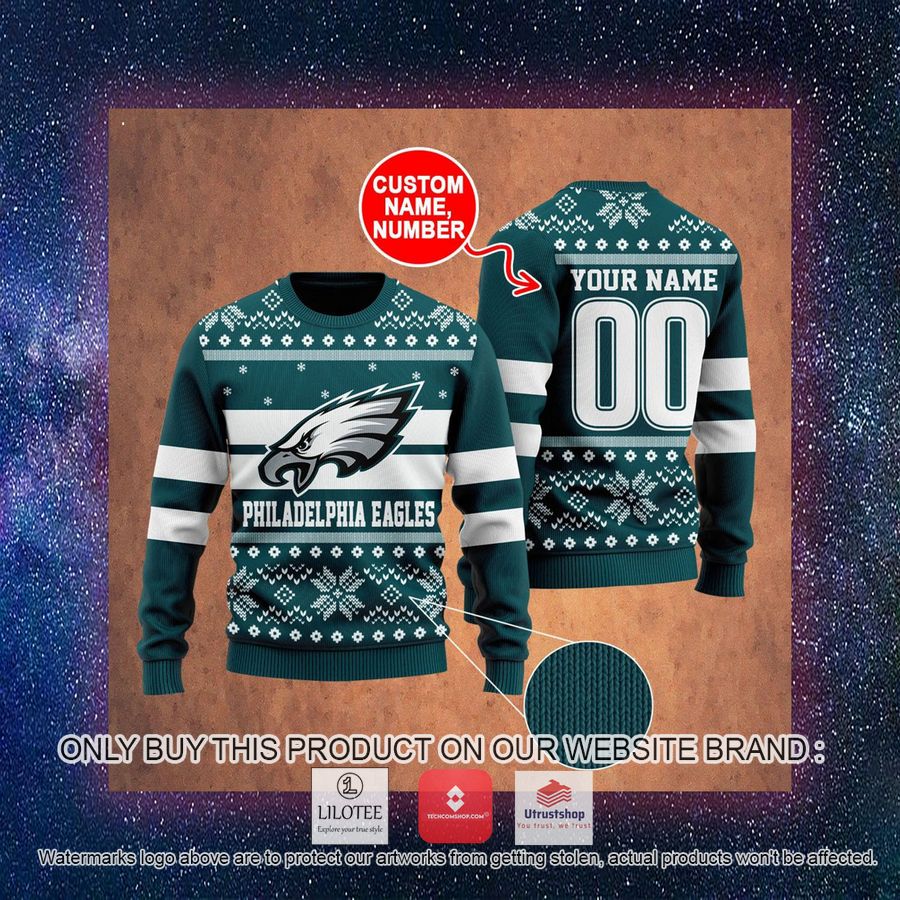 personalized philadelphia eagles ugly christmas sweater 3 34091