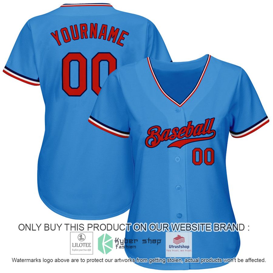 personalized powder blue red navy baseball jersey 2 35498