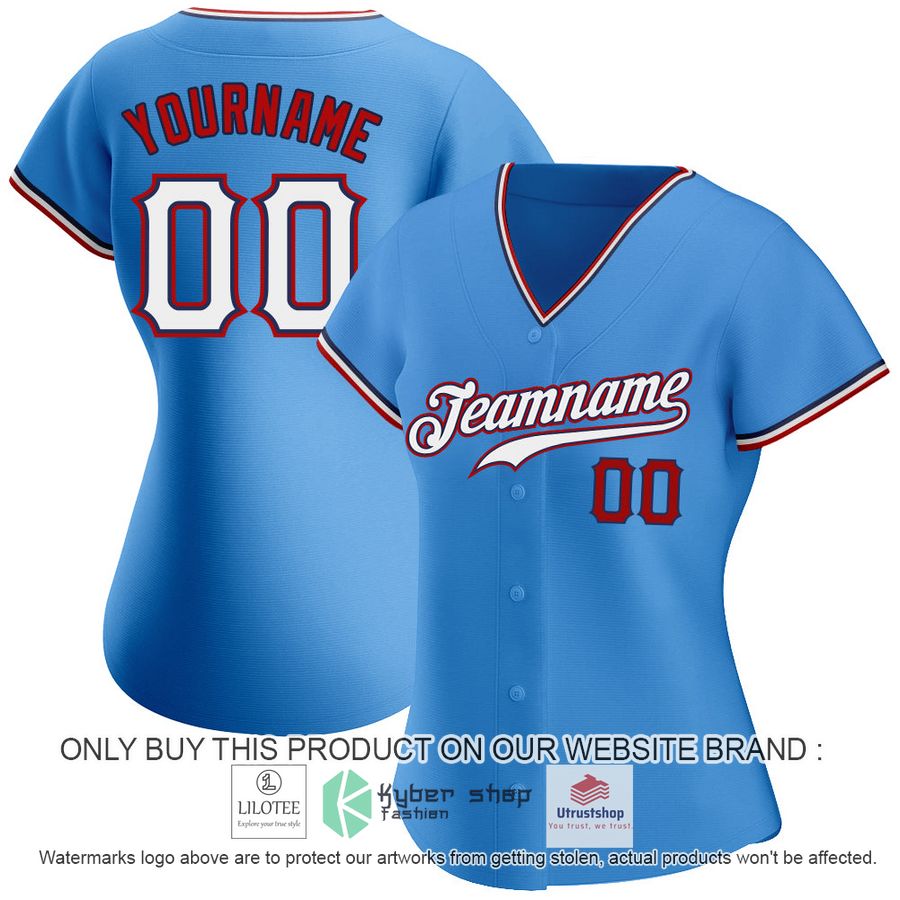 personalized powder blue white red baseball jersey 2 78746