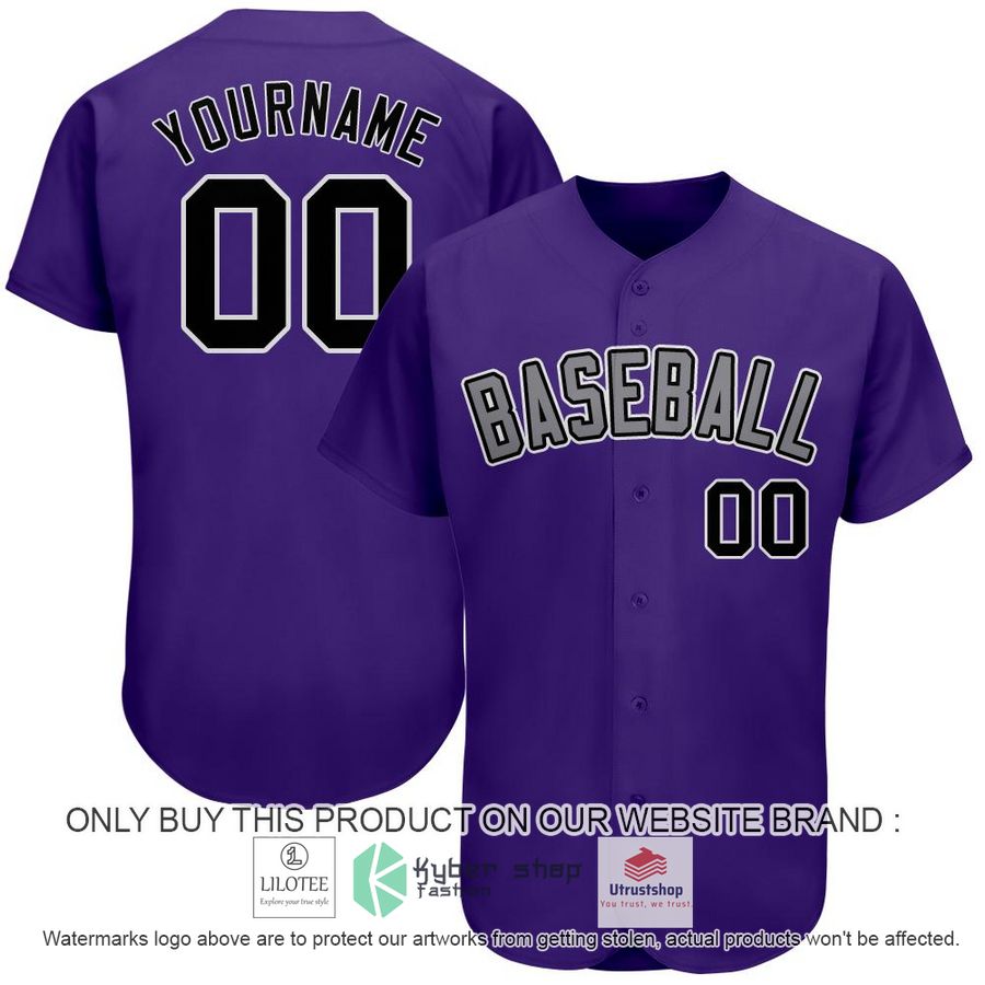 personalized purple black gray baseball jersey 1 56390