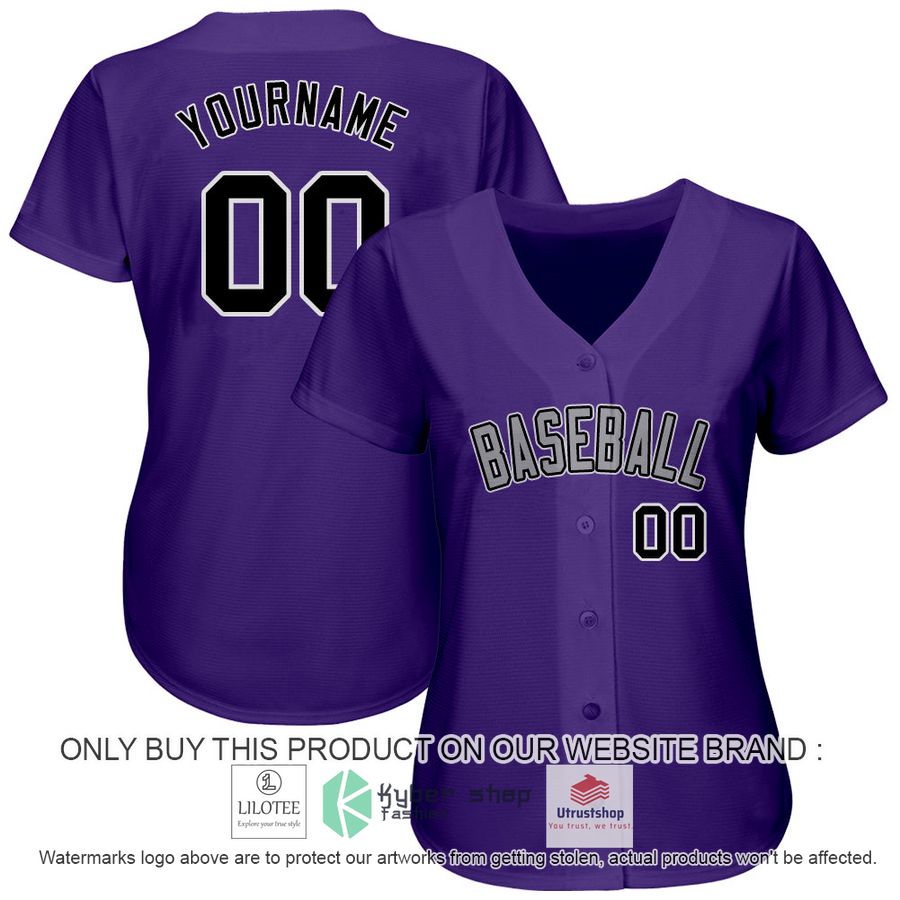 personalized purple black gray baseball jersey 2 9289