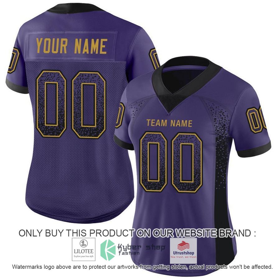 personalized purple black old gold mesh drift football jersey 2 68643