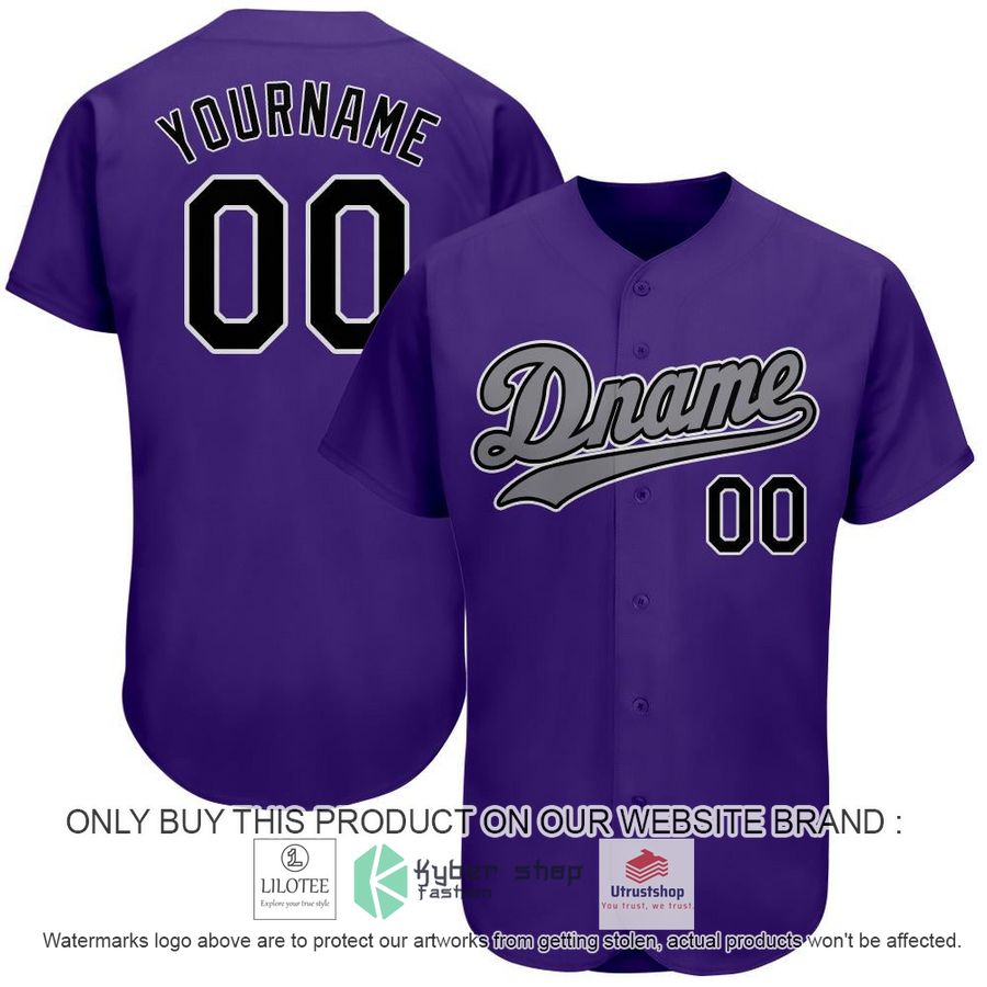 personalized purple gray black baseball jersey 1 80255