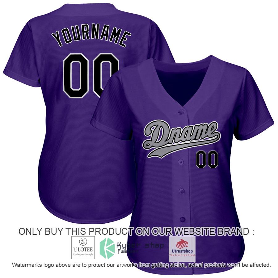 personalized purple gray black baseball jersey 2 33875