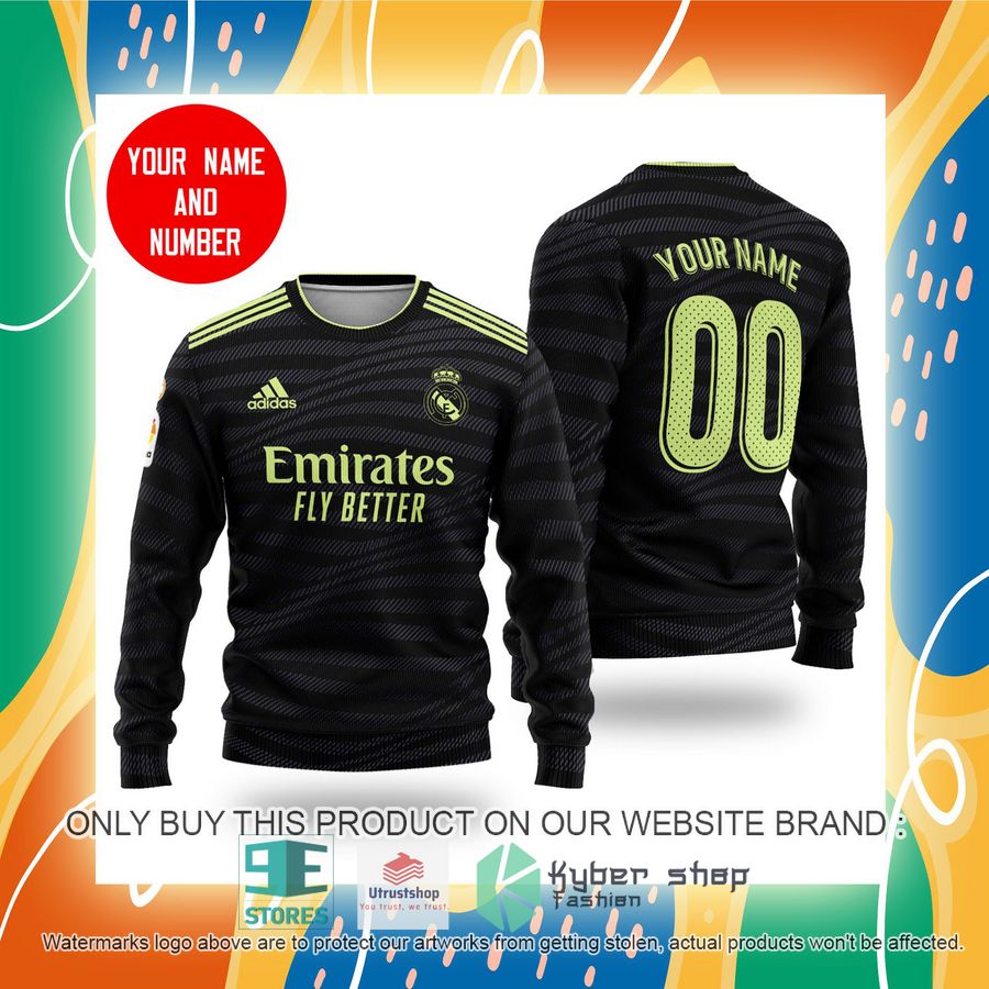 personalized real madrid fc adidas emirates fly better black sweater 2 39751