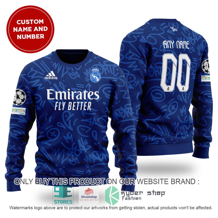 personalized real madrid fc adidas emirates fly better blue sweater 1 38520