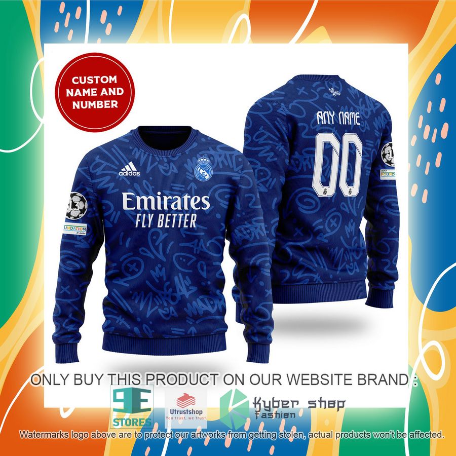 personalized real madrid fc adidas emirates fly better blue sweater 2 39960