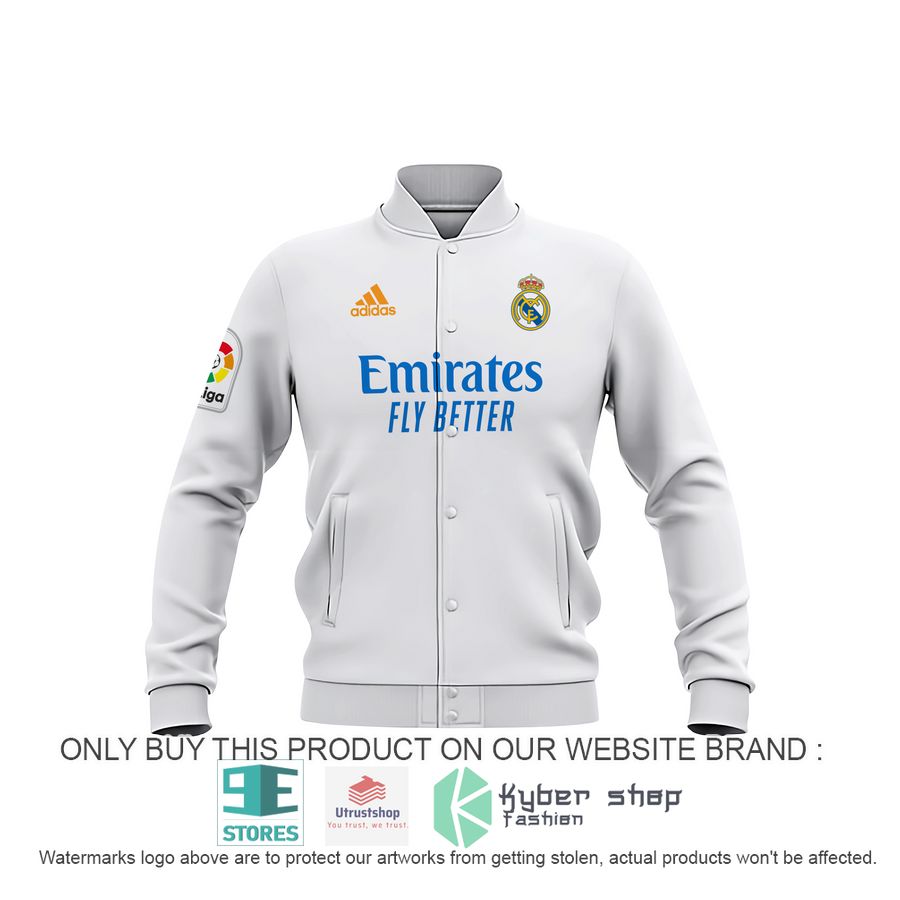 personalized real madrid fc adidas white baseball jacket 2 95143