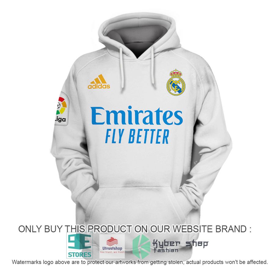 personalized real madrid fc la liga emirates fly better white shirt hoodie 2 26448