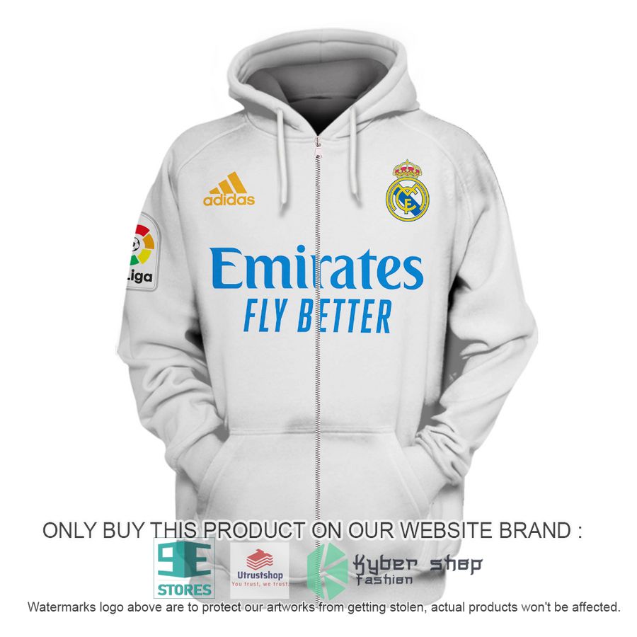 personalized real madrid fc la liga emirates fly better white shirt hoodie 3 92476