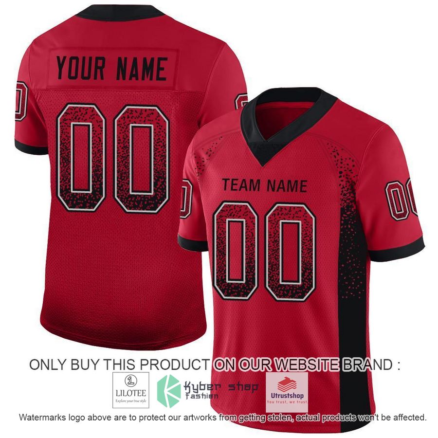 personalized red black light gray mesh drift football jersey 1 85804