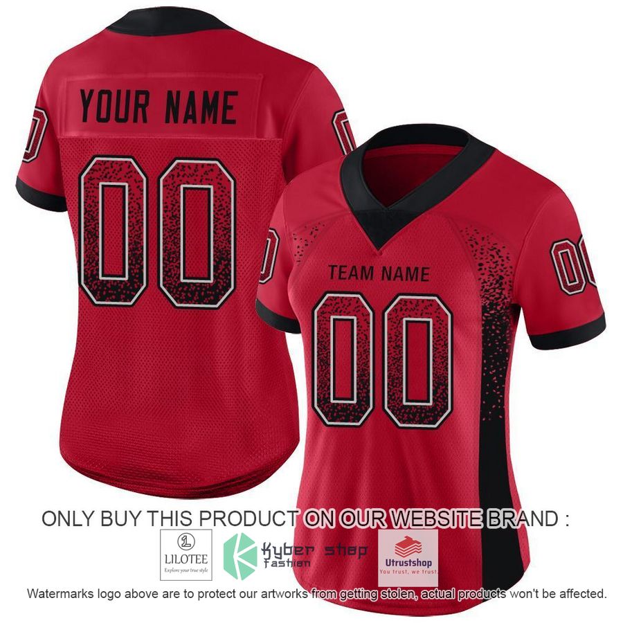personalized red black light gray mesh drift football jersey 2 94509