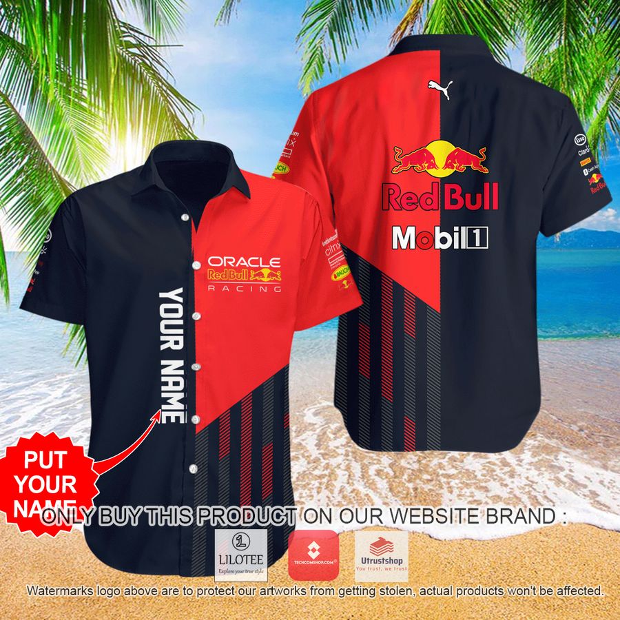 personalized red bull racing black red hawaiian shirt 1 36751