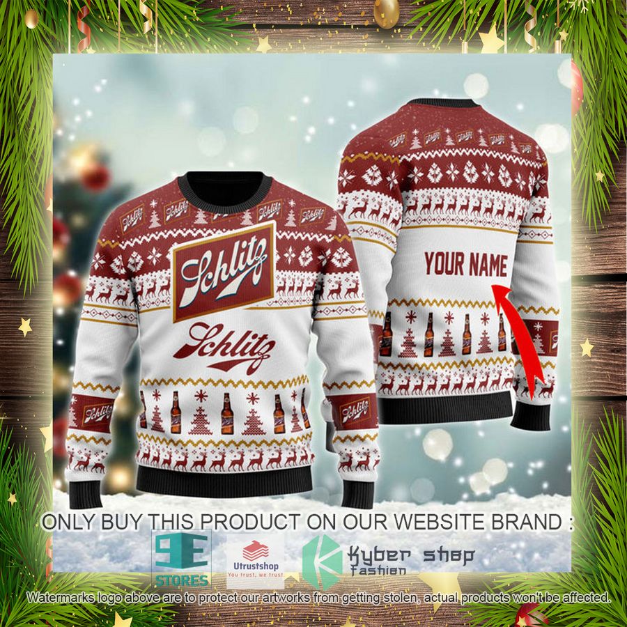 personalized schlitz beer ugly christmas sweater 4 60746