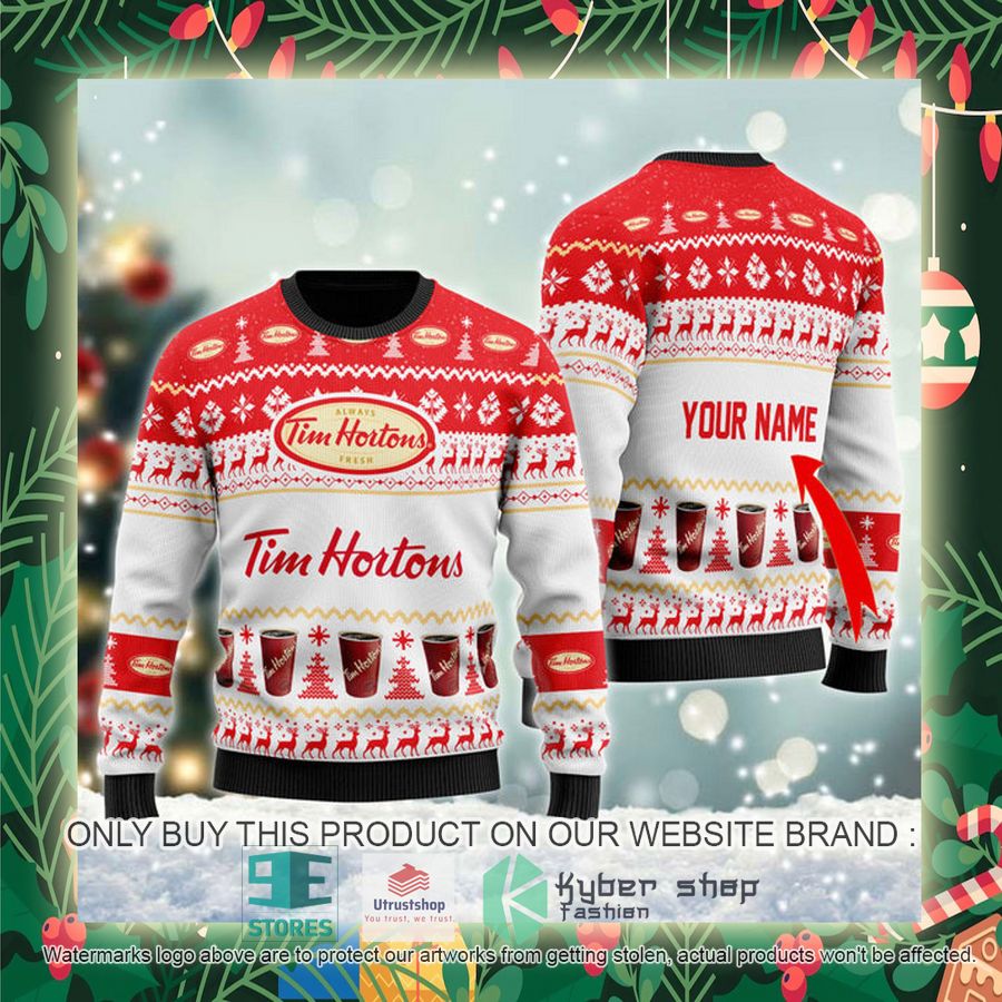 personalized tim hortons ugly christmas sweater 2 7146