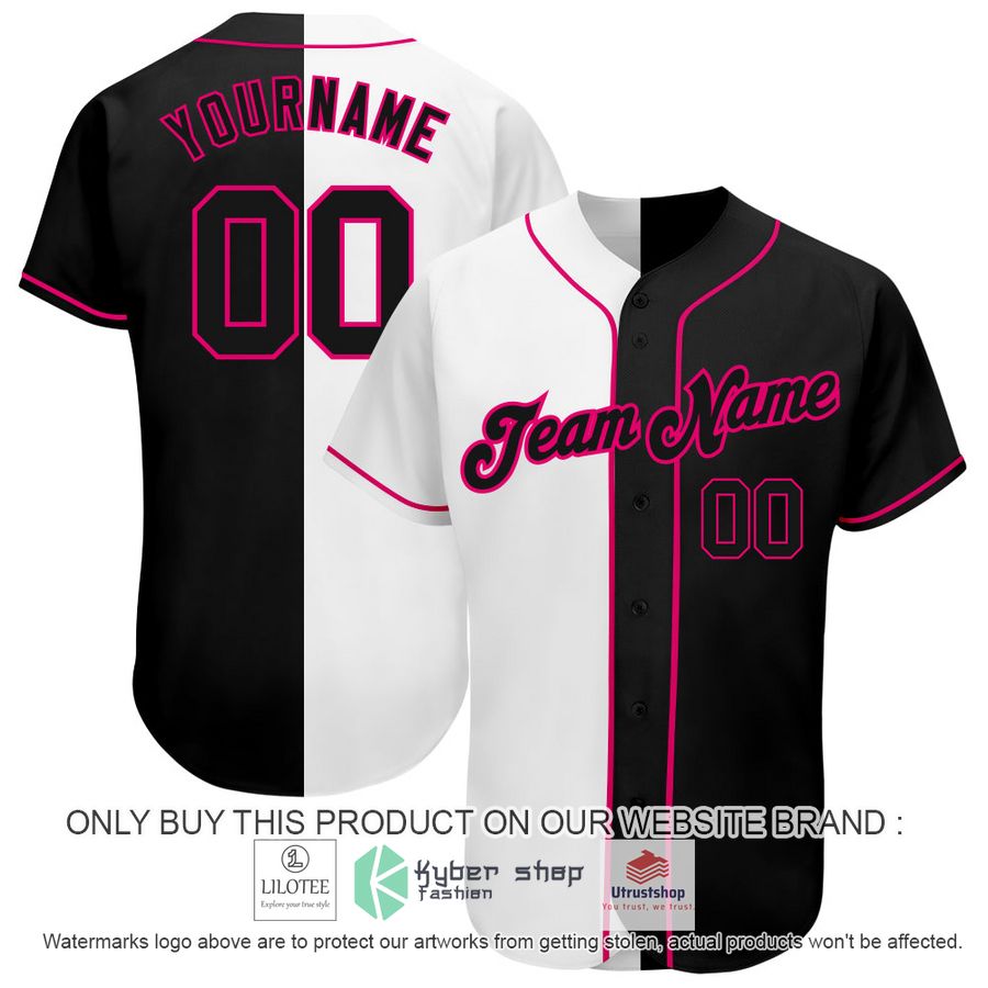 personalized white black pink split baseball jersey 1 80365
