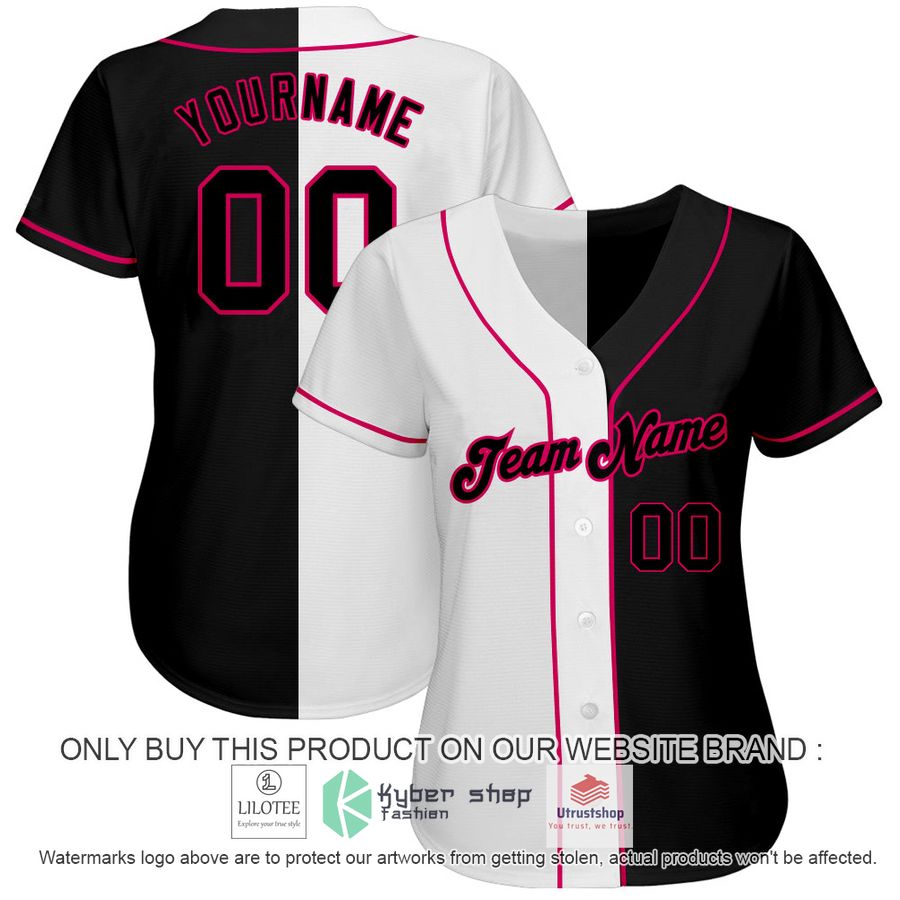 personalized white black pink split baseball jersey 2 96797