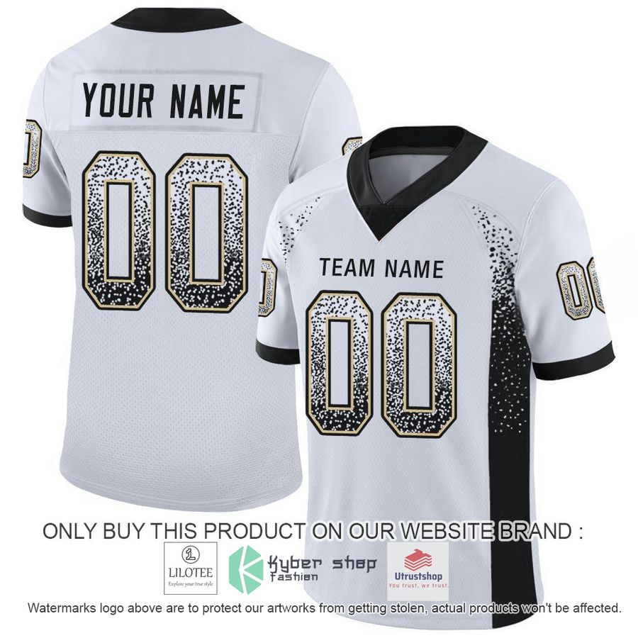 personalized white black vegas gold mesh drift football jersey 1 24818