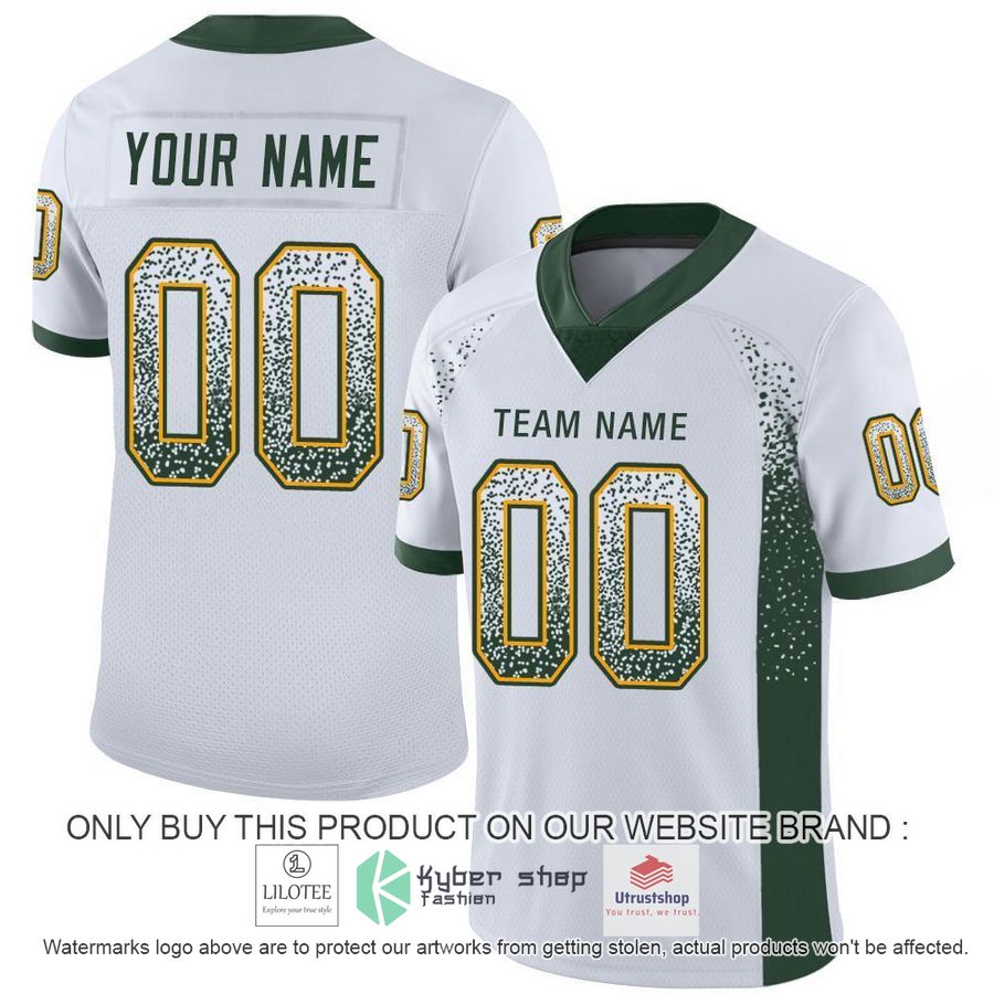 personalized white green gold mesh drift football jersey 1 1456