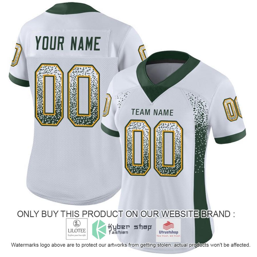 personalized white green gold mesh drift football jersey 2 43800