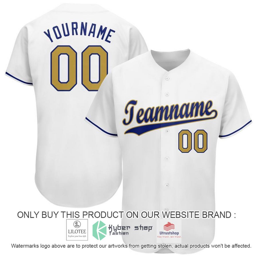 personalized white old gold royal baseball jersey 1 53367