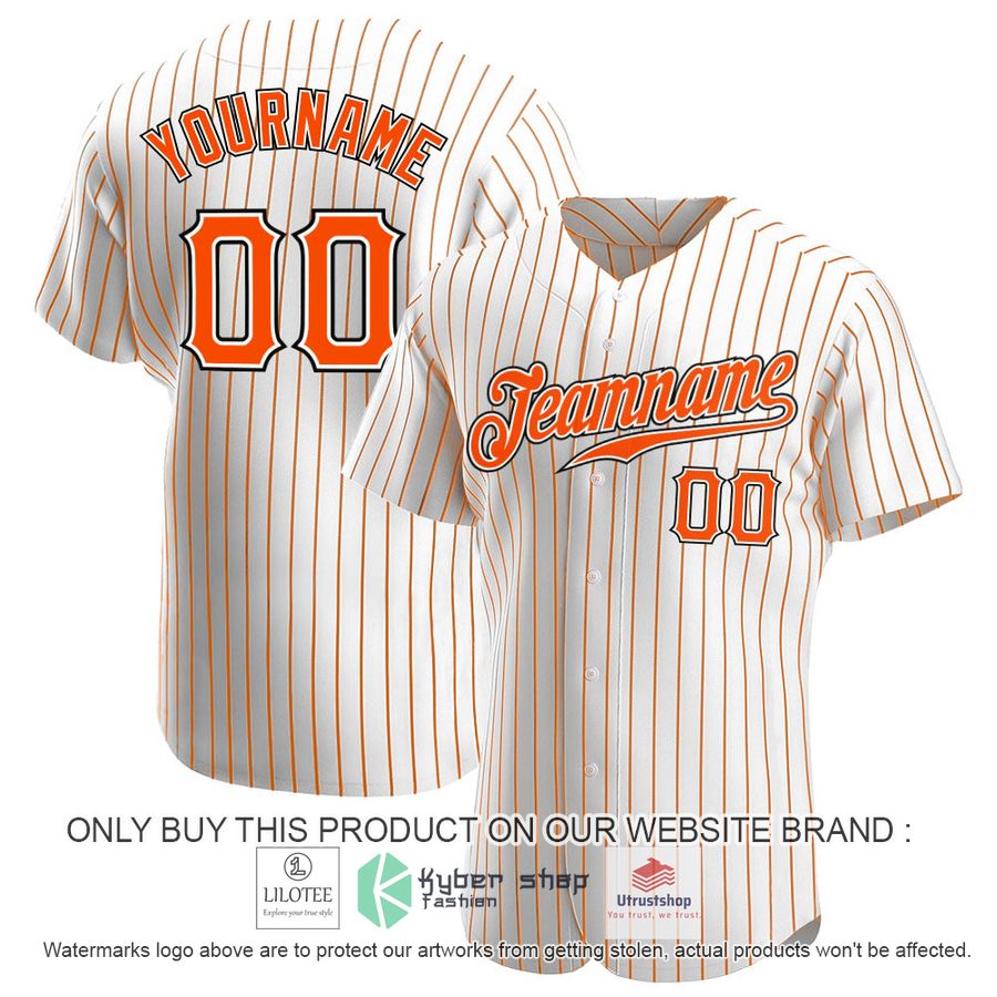personalized white orange pinstripe orange black baseball jersey 1 29015
