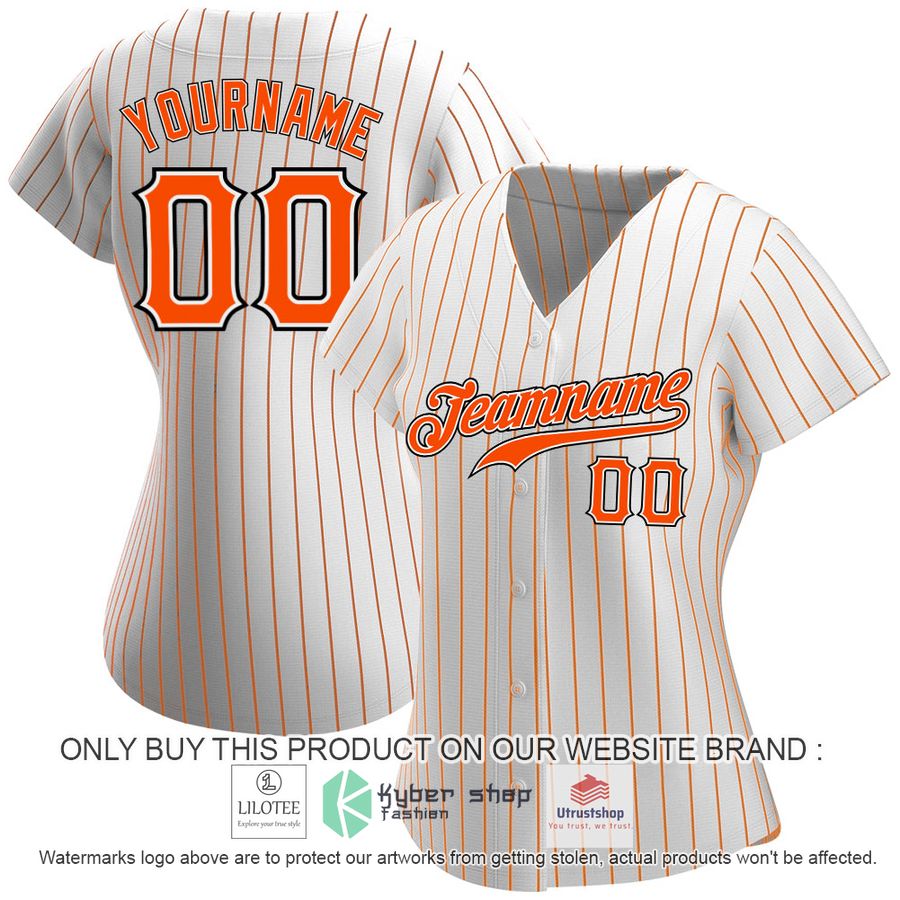 personalized white orange pinstripe orange black baseball jersey 2 89496