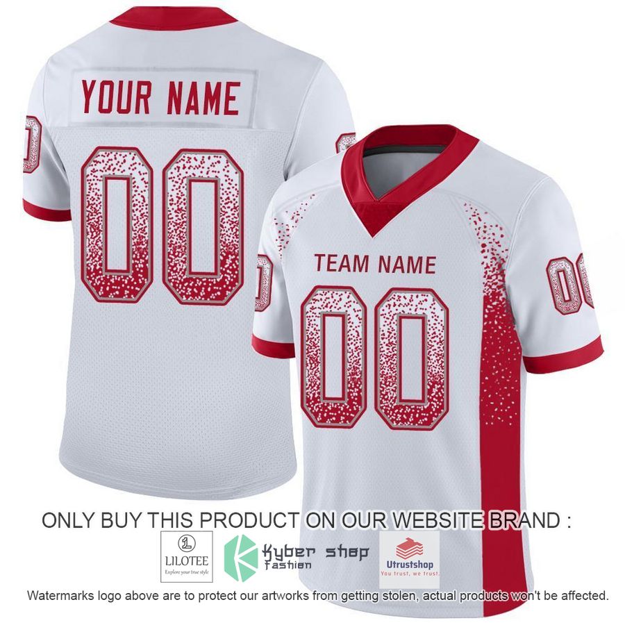 personalized white red light gray mesh drift football jersey 1 61287