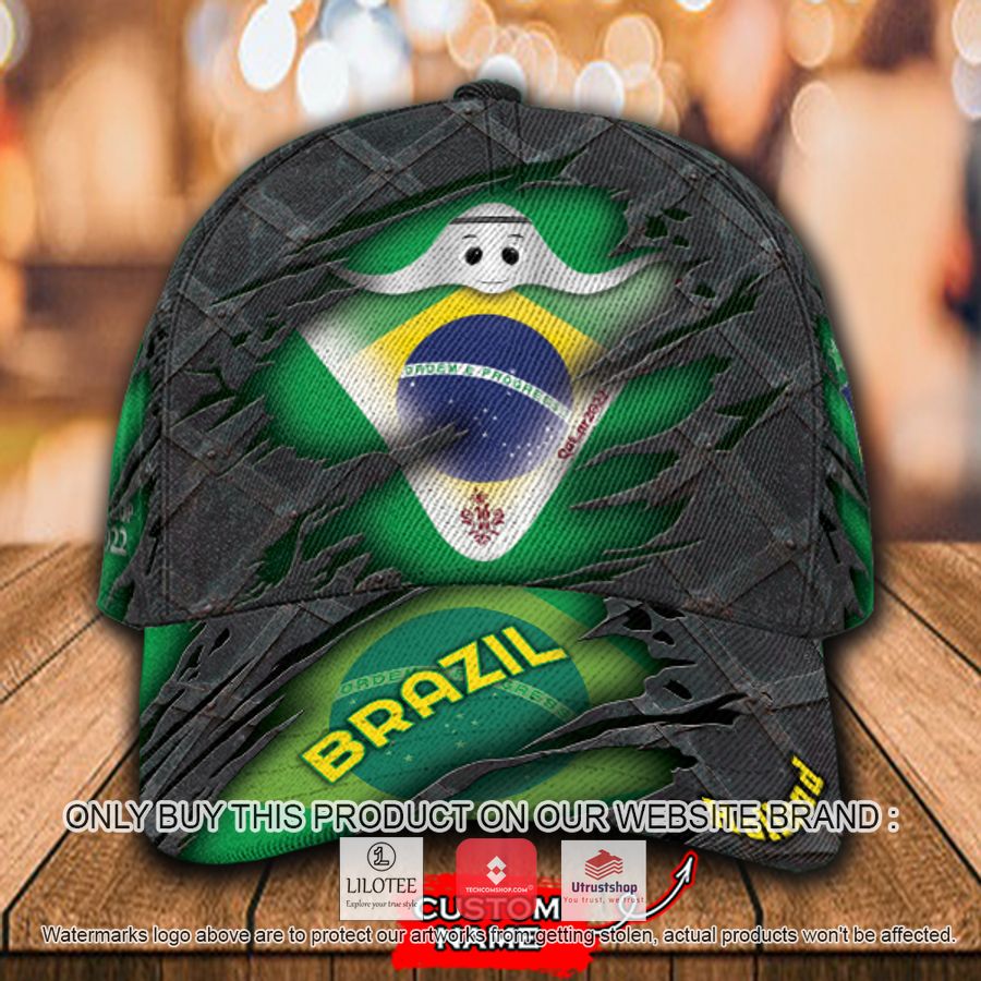 personalized world cup brazil flag cap 1 21859