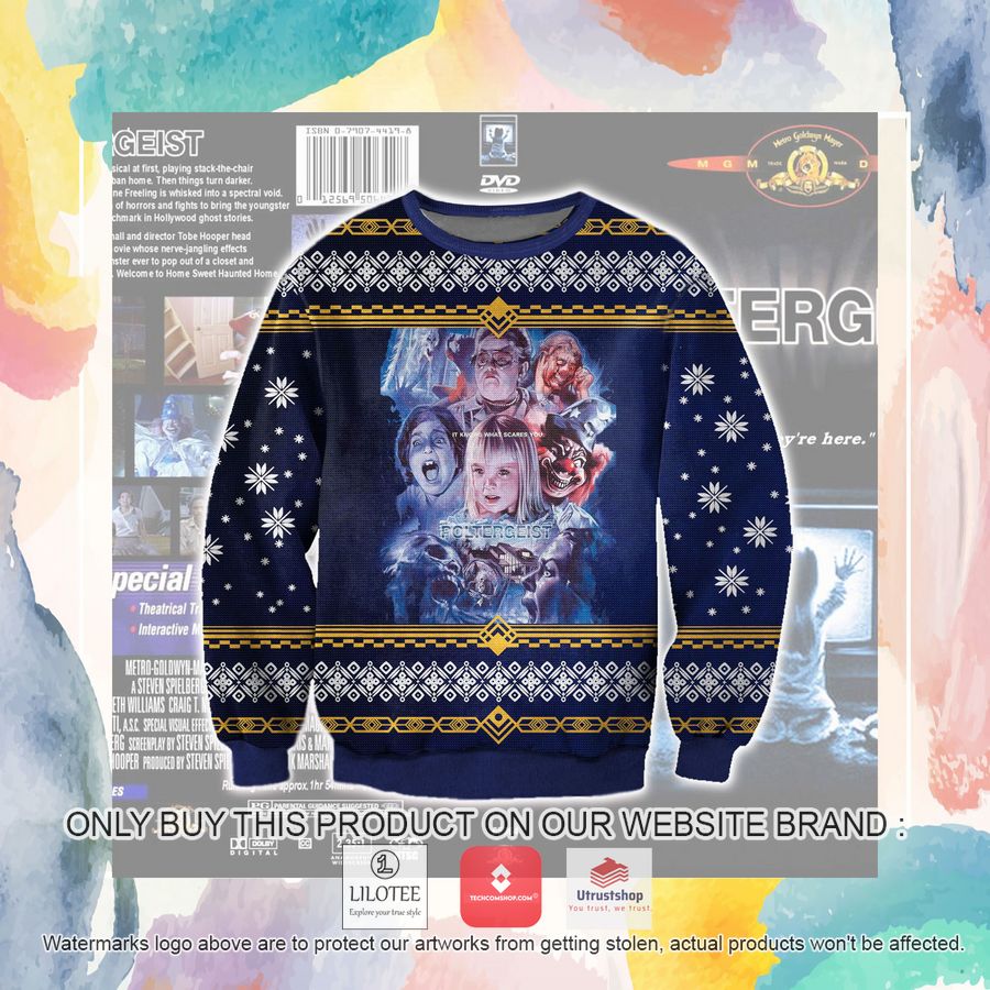 poltergeist it knows what scares you ugly christmas sweater sweatshirt 3 52474