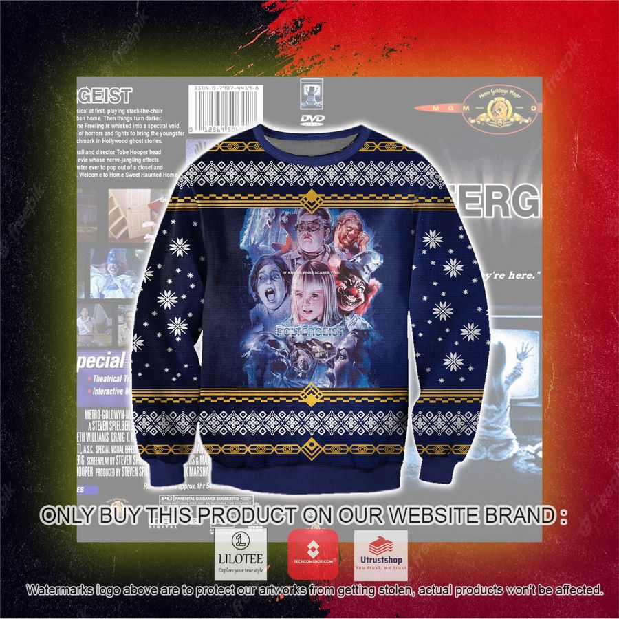 poltergeist it knows what scares you ugly christmas sweater sweatshirt 5 30548