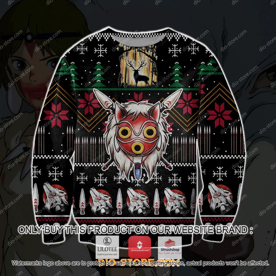 princess mononoke ghibli ugly christmas sweater sweatshirt 1 95264