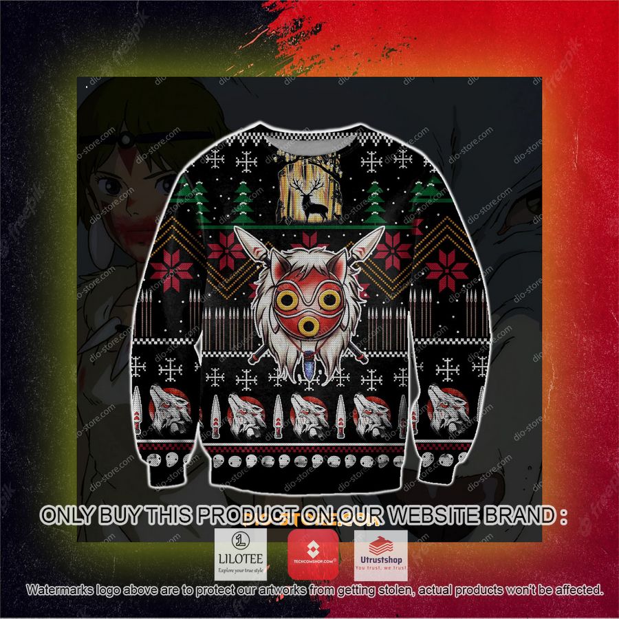 princess mononoke ghibli ugly christmas sweater sweatshirt 3 83614