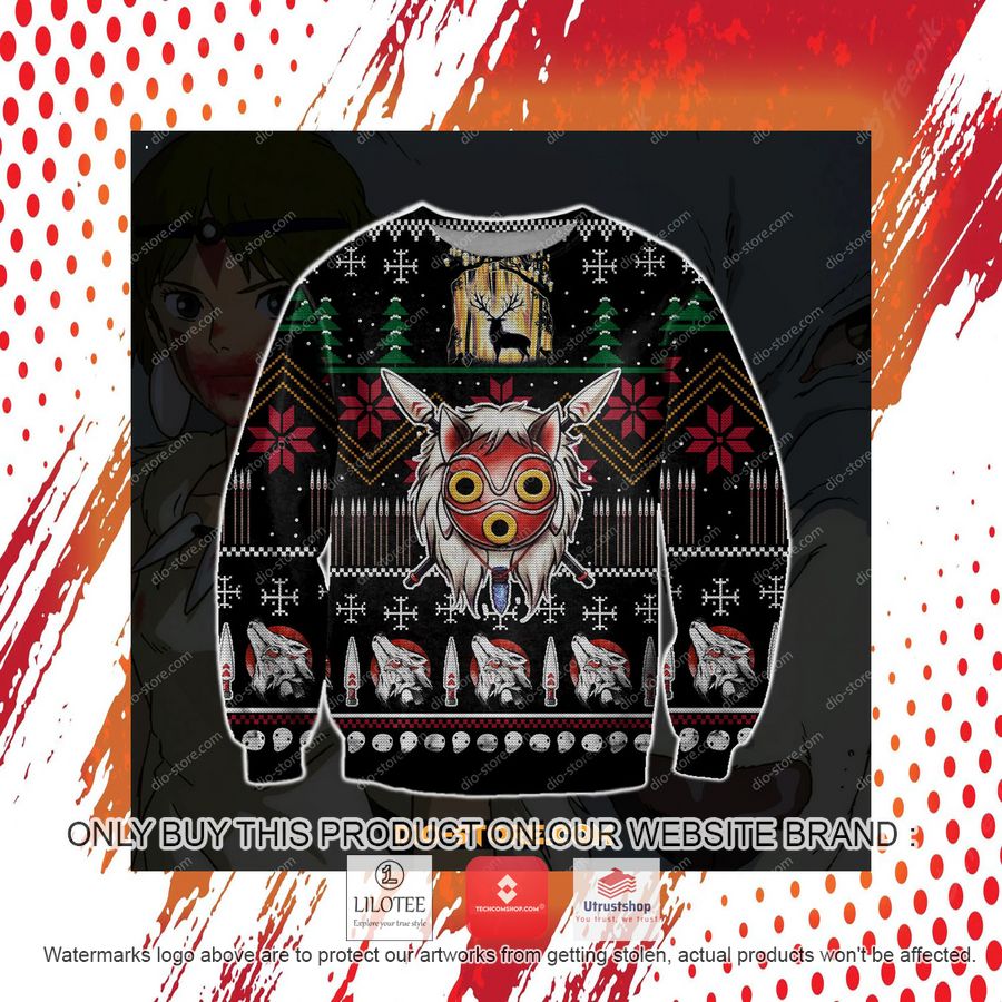 princess mononoke ghibli ugly christmas sweater sweatshirt 4 12017