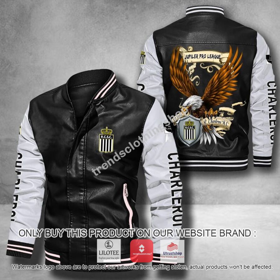 r charleroi s c eagle league leather bomber jacket 1 4594