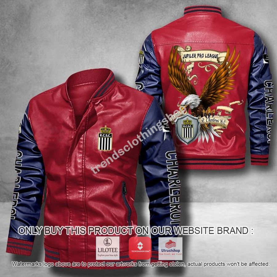 r charleroi s c eagle league leather bomber jacket 5 86748