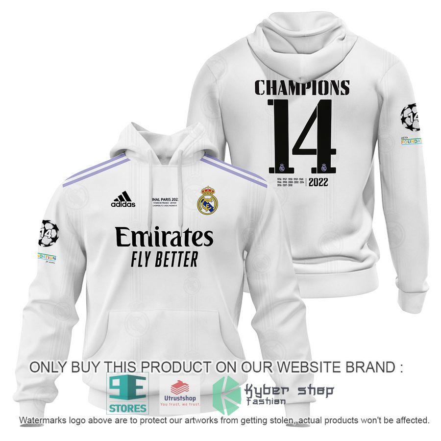 real madrid fc champions 14 white shirt hoodie 1 26289