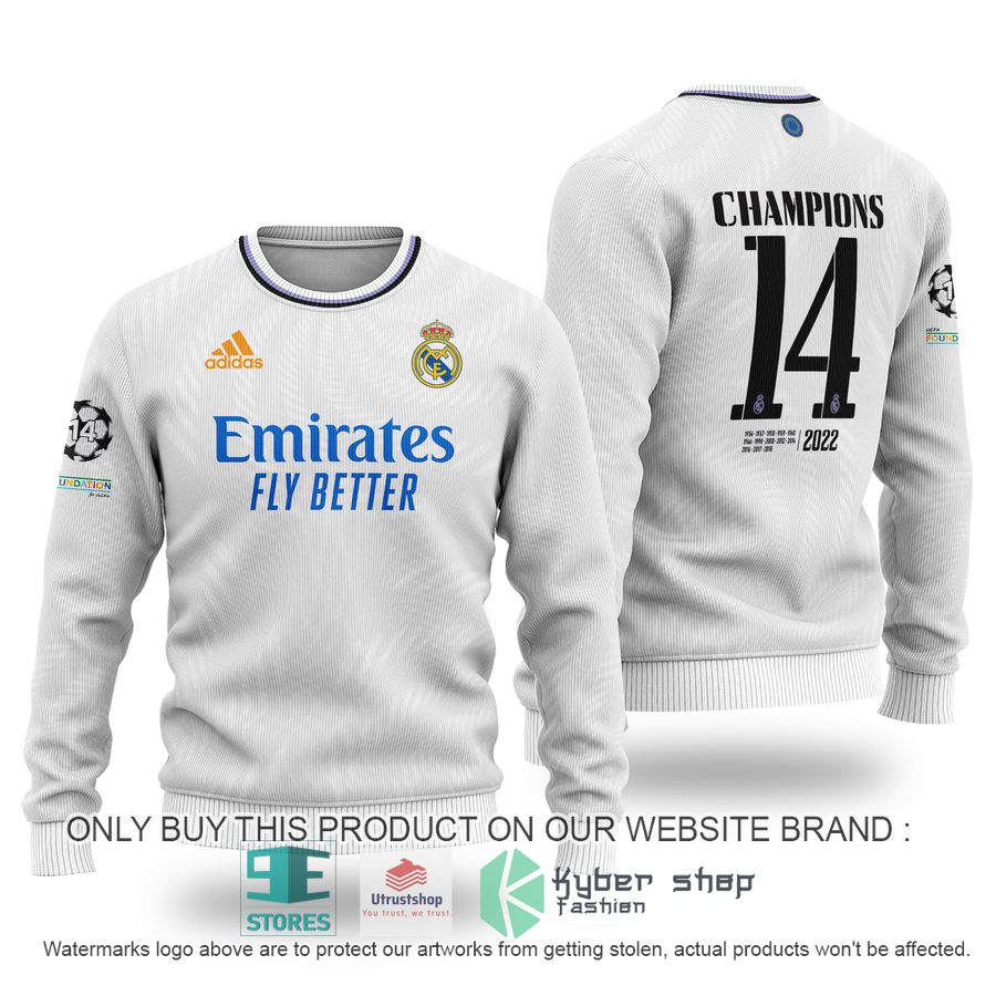 real madrid fc champions 14 white sweater 1 2946
