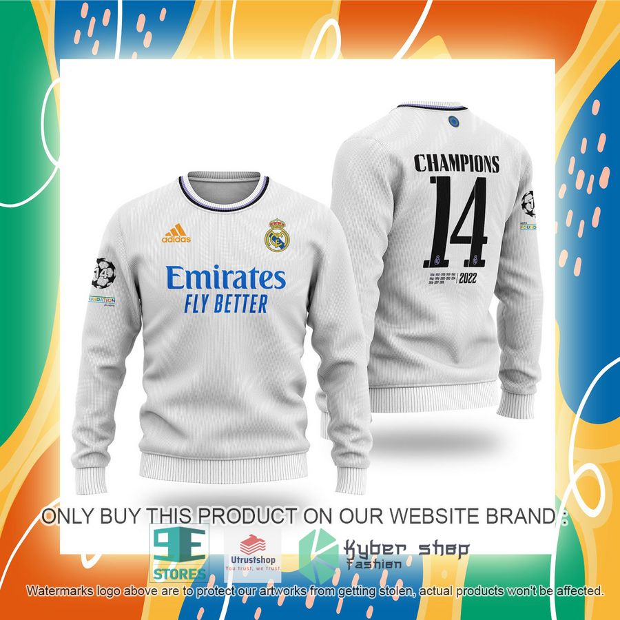 real madrid fc champions 14 white sweater 2 79191