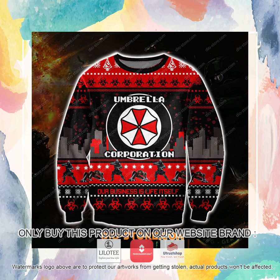 resident evil umbrella corporation ugly christmas sweater sweatshirt 2 56274