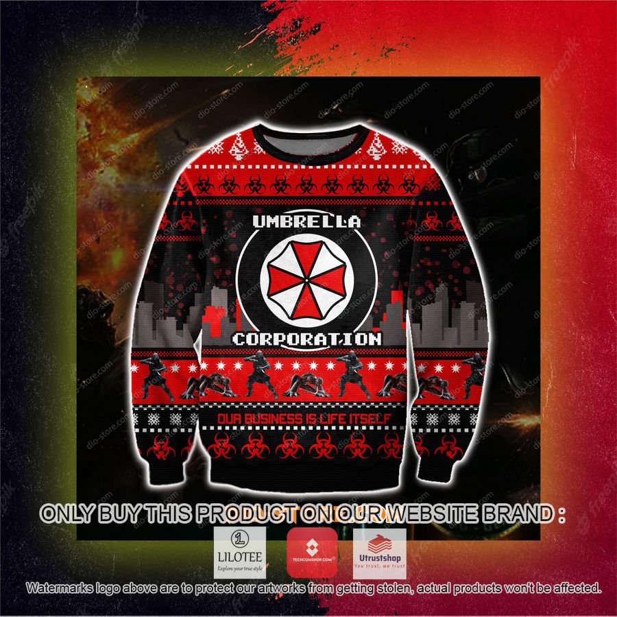 resident evil umbrella corporation ugly christmas sweater sweatshirt 3 58146