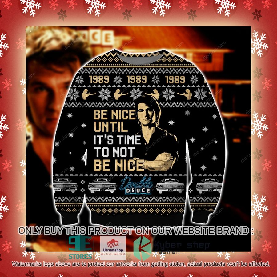 road house be nice unitl its time to not be nice knitted wool sweater 3 33026