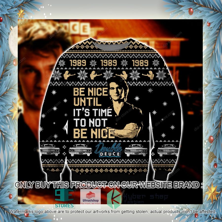 road house be nice unitl its time to not be nice knitted wool sweater 4 28239